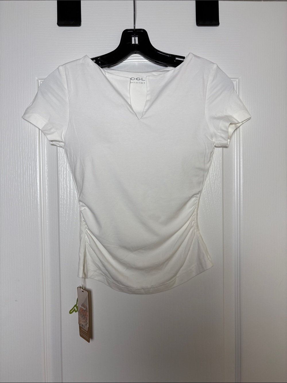 Eco-SkinKiss® Elevated V-neck Side Ruched Cap Sleeve Brami Tee